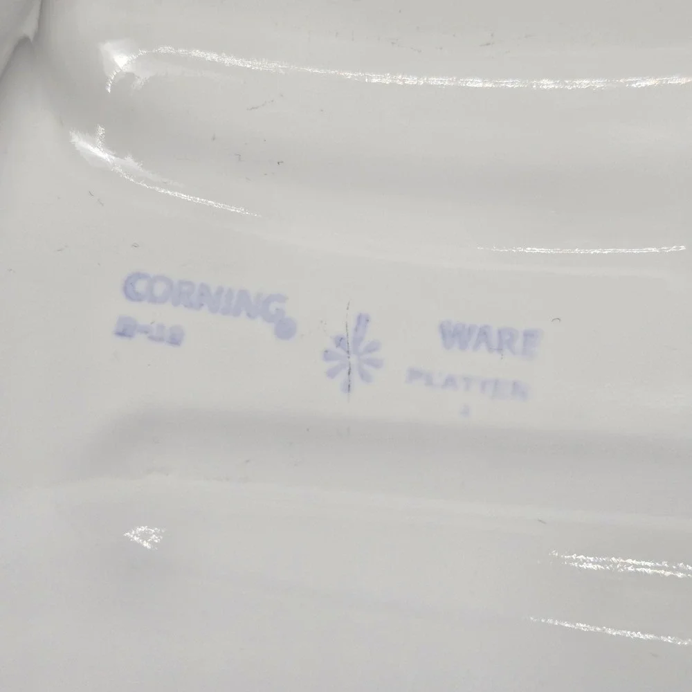 Vintage CorningWare Blue Cornflower P-19 Oval Platter Meat Tray with Cradle Rack